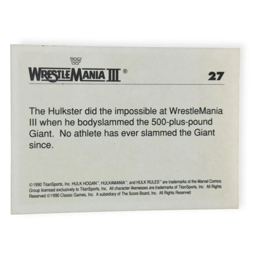 WWF 1990 WrestleMania Hulk Hogan Bodyslams Andre Giant Trading‎ Card